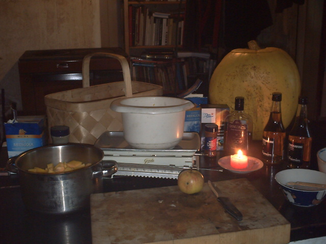 Preparing to make pumpkin chutney
